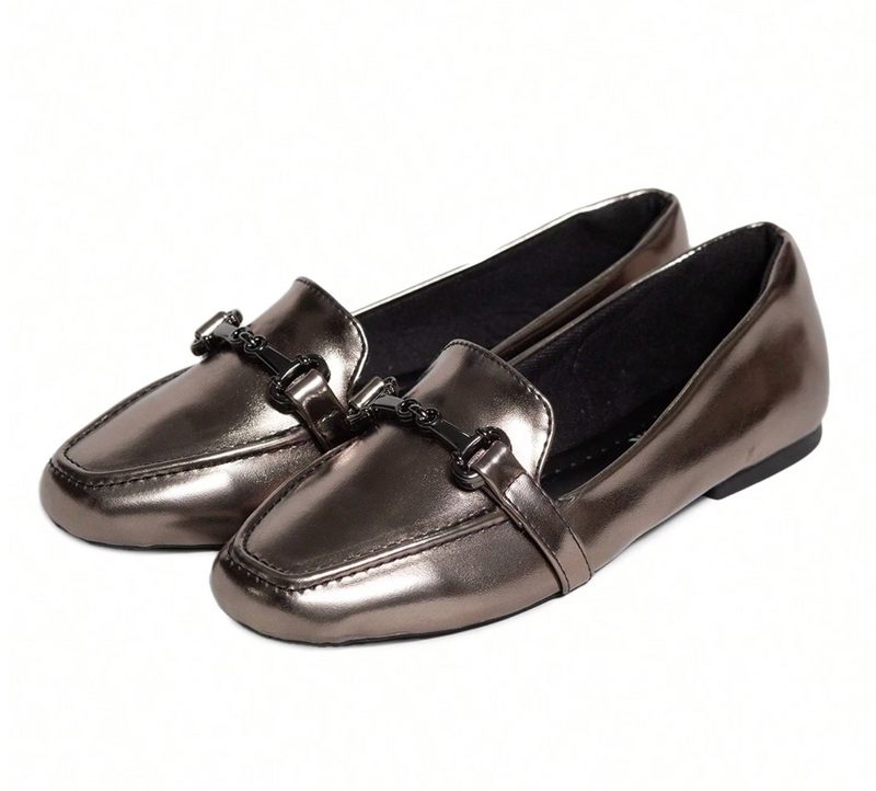 Mocassim metalizado luxo