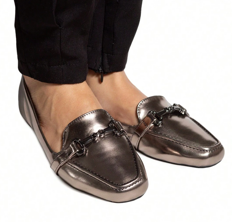 Mocassim metalizado luxo