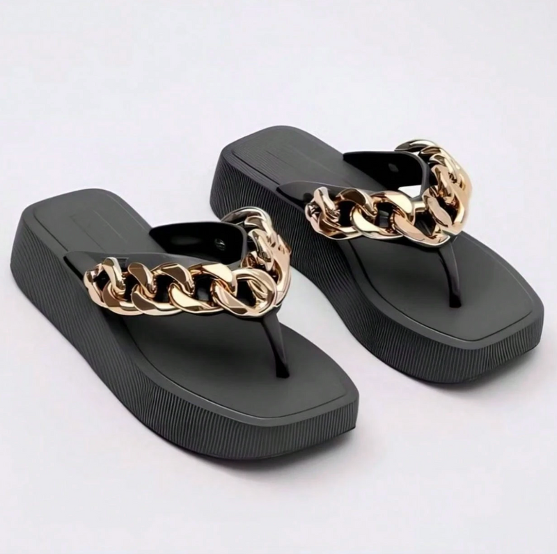 Sandália Flatform Corrente