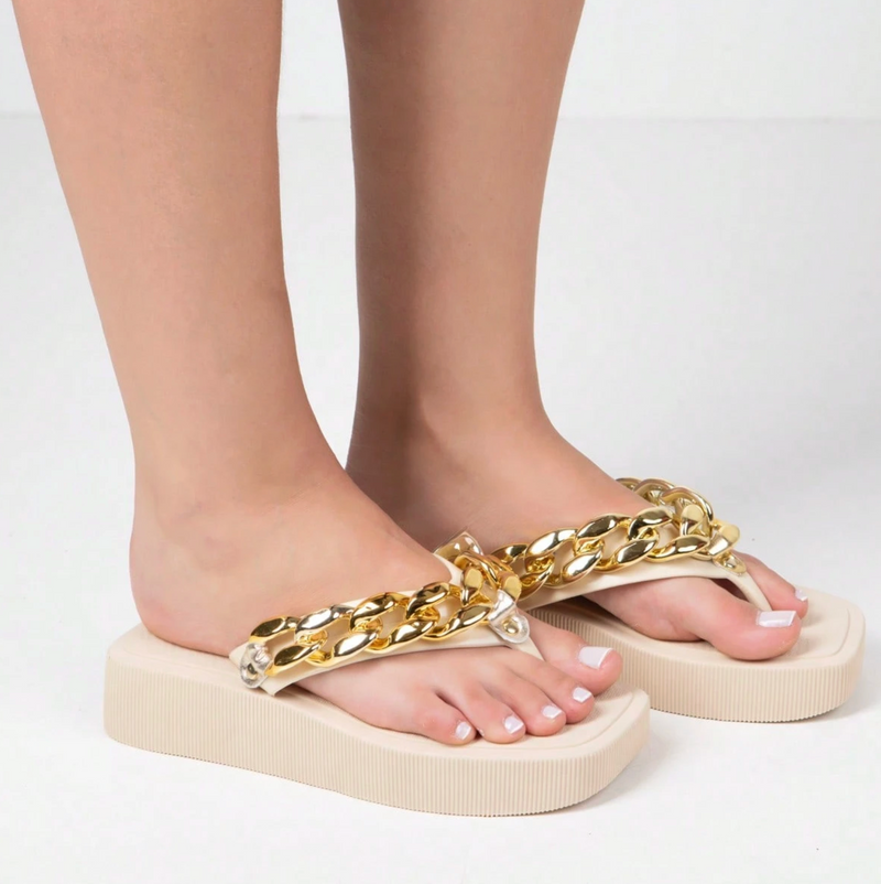 Sandália Flatform Corrente
