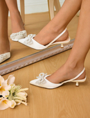 Salto laço pérola luxo