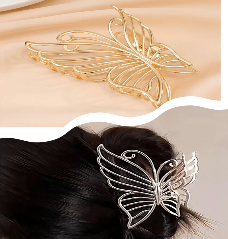 Acessório de cabelo borboleta duo color