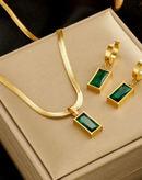 Conjunto colar + brinco esmeralda
