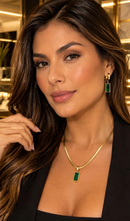 Conjunto colar + brinco esmeralda