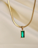 Conjunto colar + brinco esmeralda